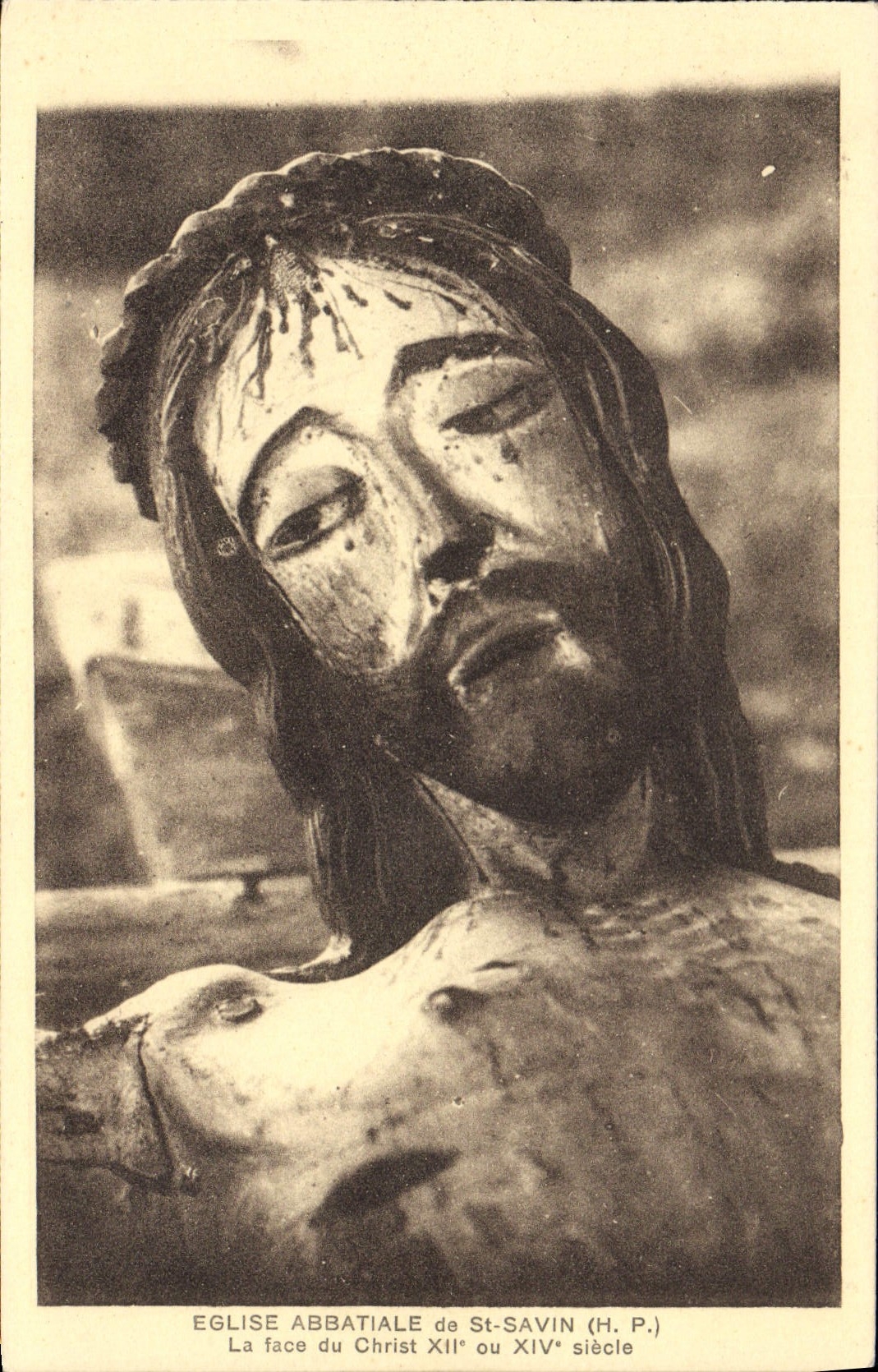 VINTAGE POSTCARD Abbey church of St Savin the face of Christ