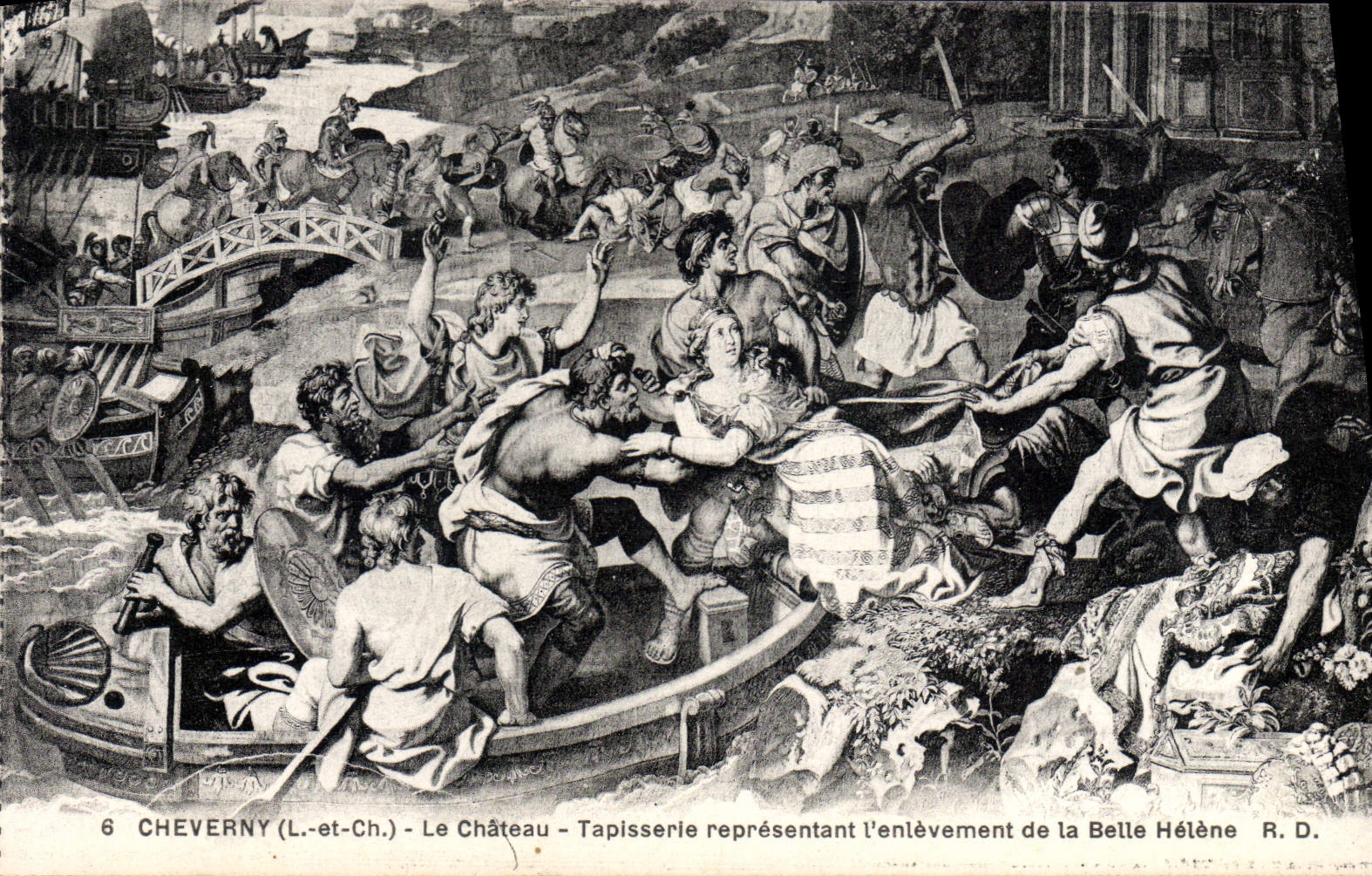 VINTAGE POSTCARD Cheverny the castle Tapestry representing the removal of the beautiful Helene