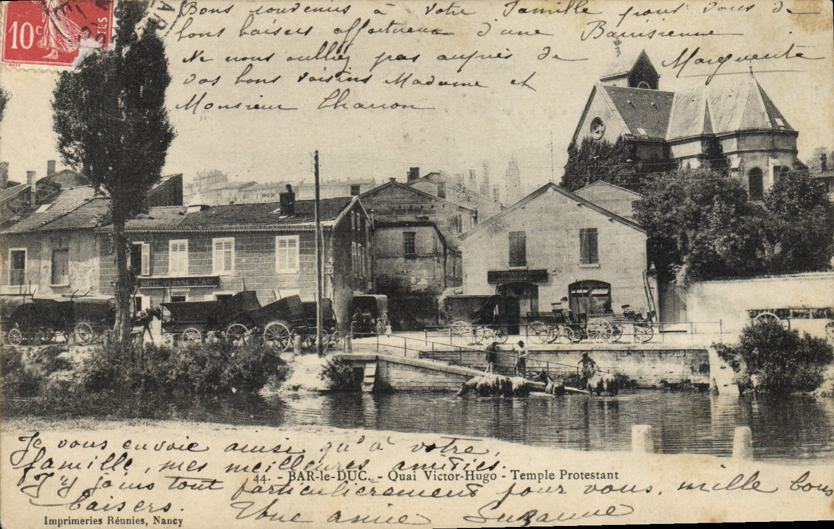 Barra del prostestante de la religión de la POSTAL de la VENDIMIA el templo del Protestant de duque Quay Victor Hugo