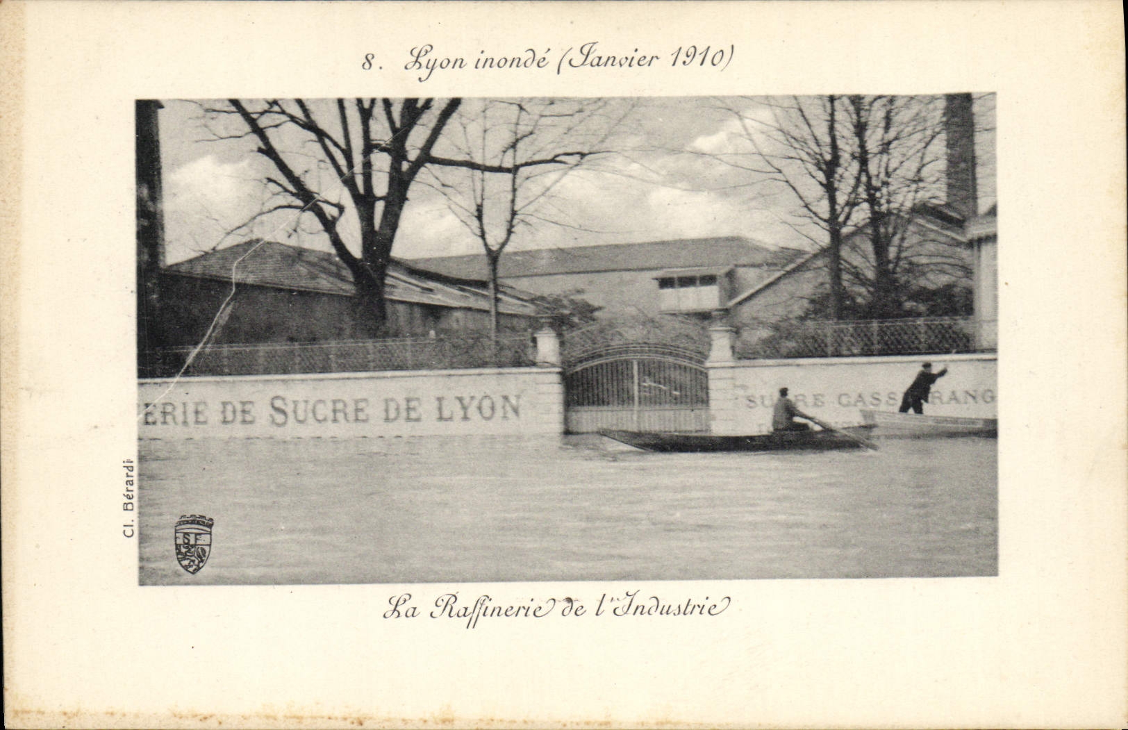 VINTAGE POSTCARD Sucrerie Lyon floods January 1910 the refinery of Sucre industry of Lyon