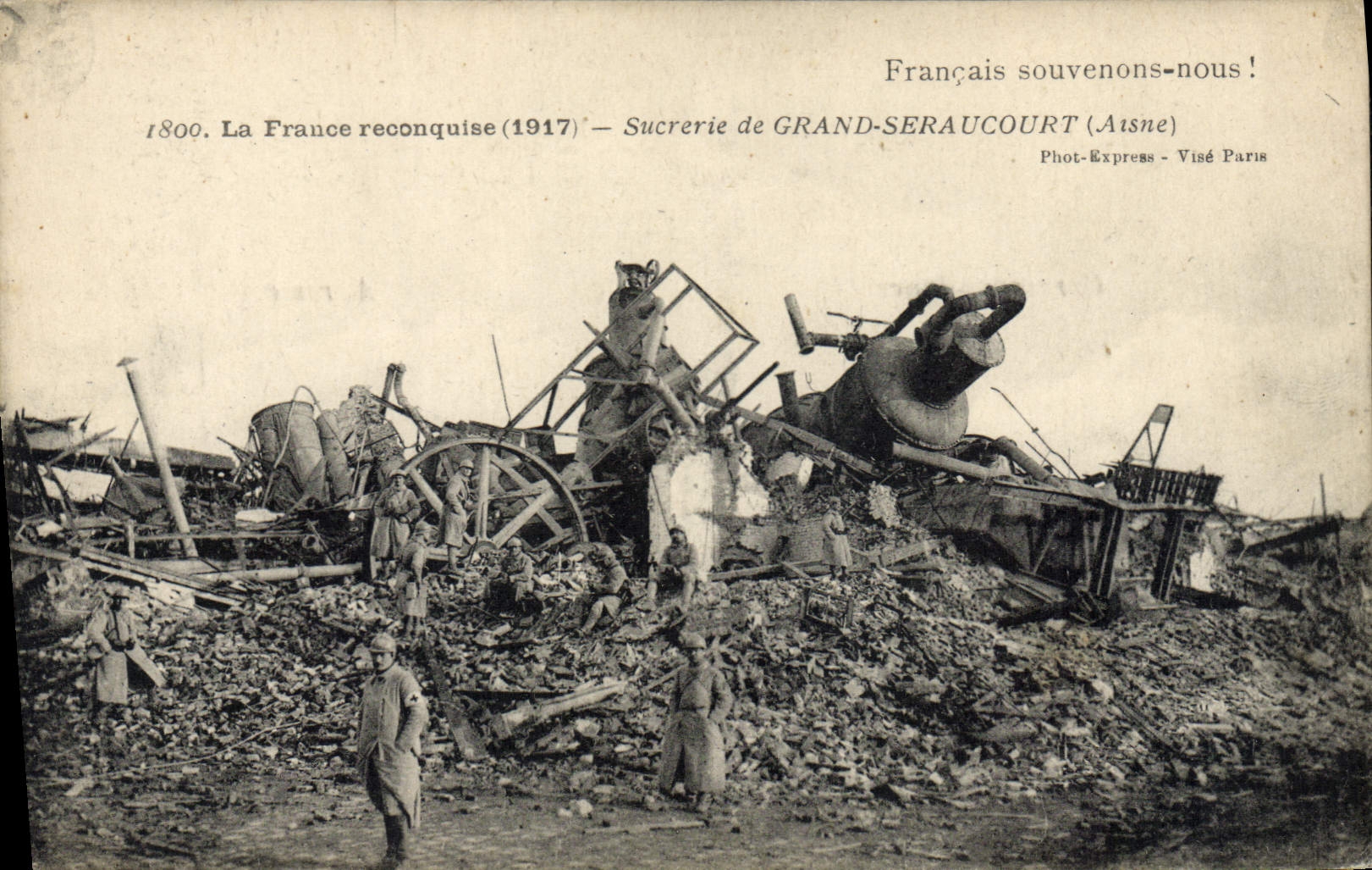 CPA Sucrerie de Grand Seraucourt Militaria