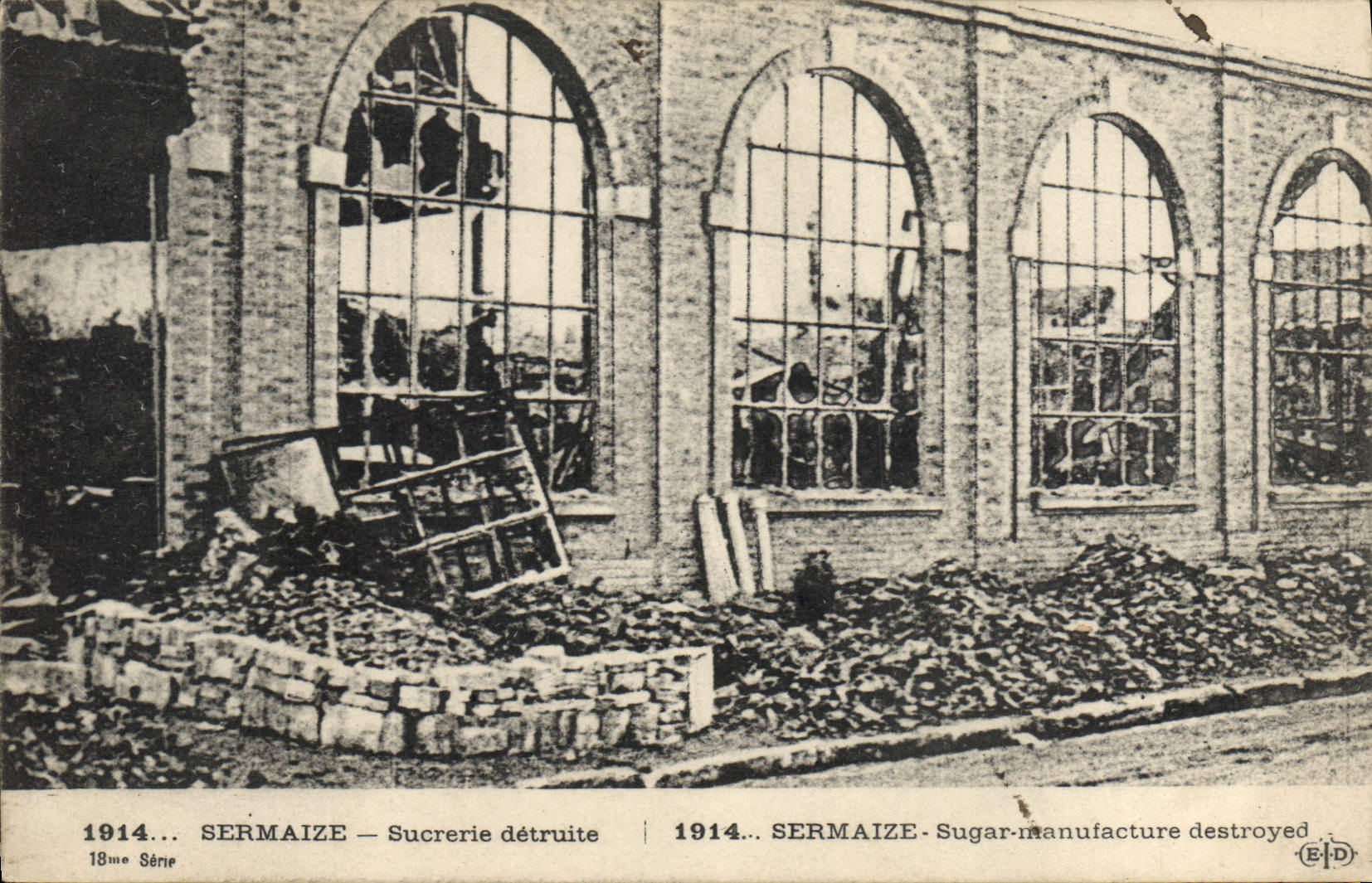 CPA Sucrerie detruite Sermaize Militaria