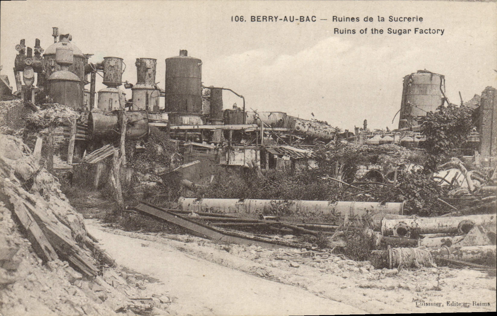 VINTAGE POSTCARD Berry with the Vat Ruins of the Sugar refinery