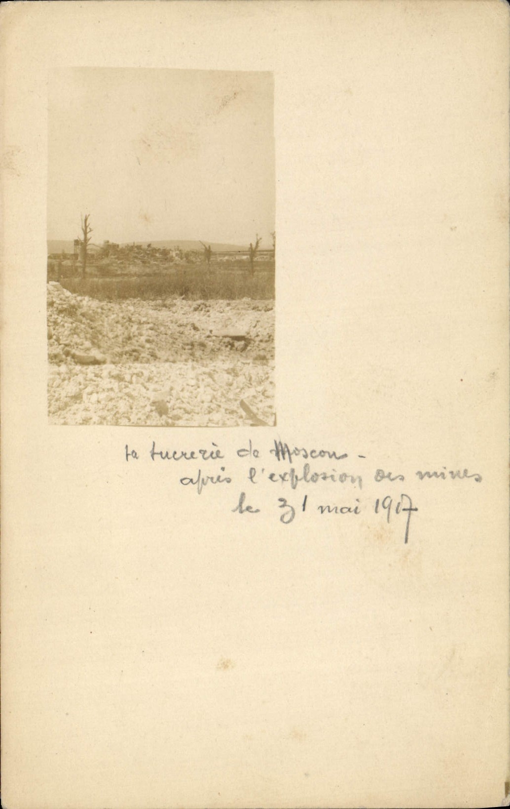 CARTE PHOTO Sucrerie de Moscou apres l'explosion des mines 31 mai 1917