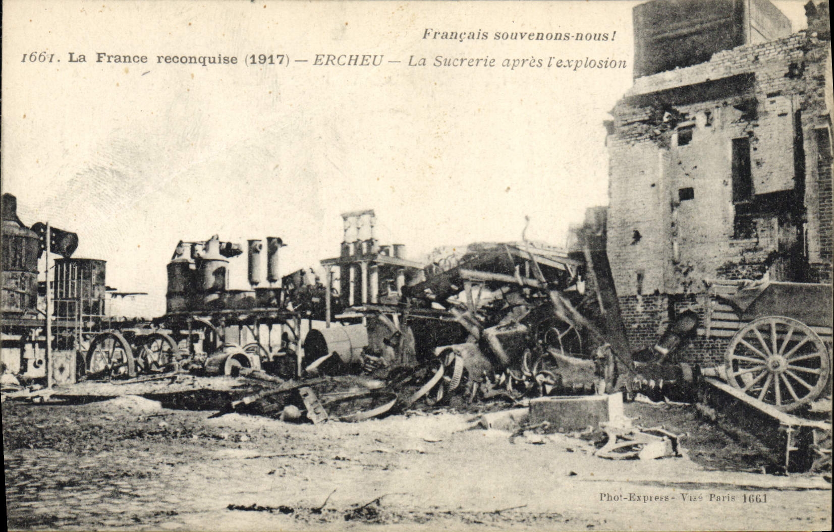 VINTAGE POSTCARD Sugar refinery Ercheu Militaria