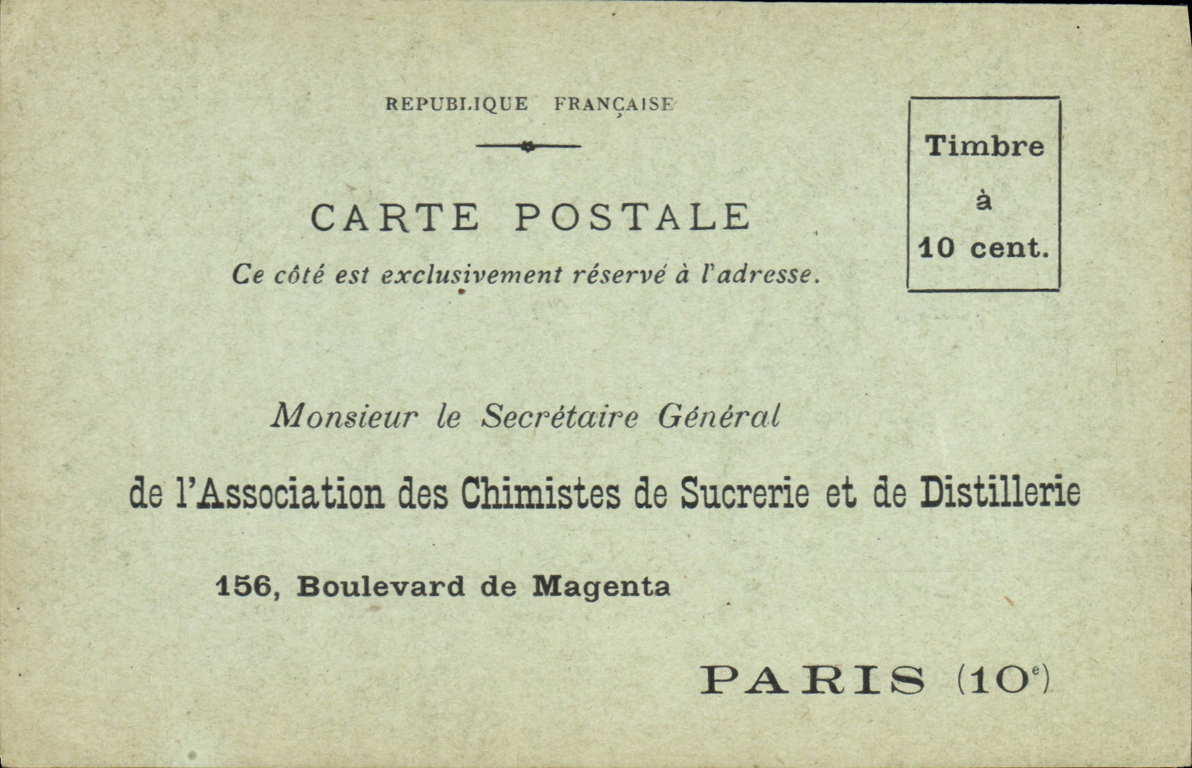 Carte Postale Sucrerie Boulevard de Magenta Paris 10eme
