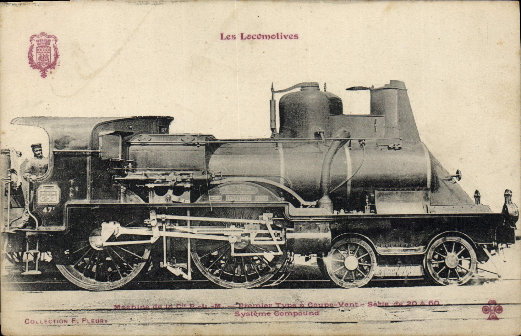 CPA Train Locomotive Machine de Cie PLM Premier type a coupe vente