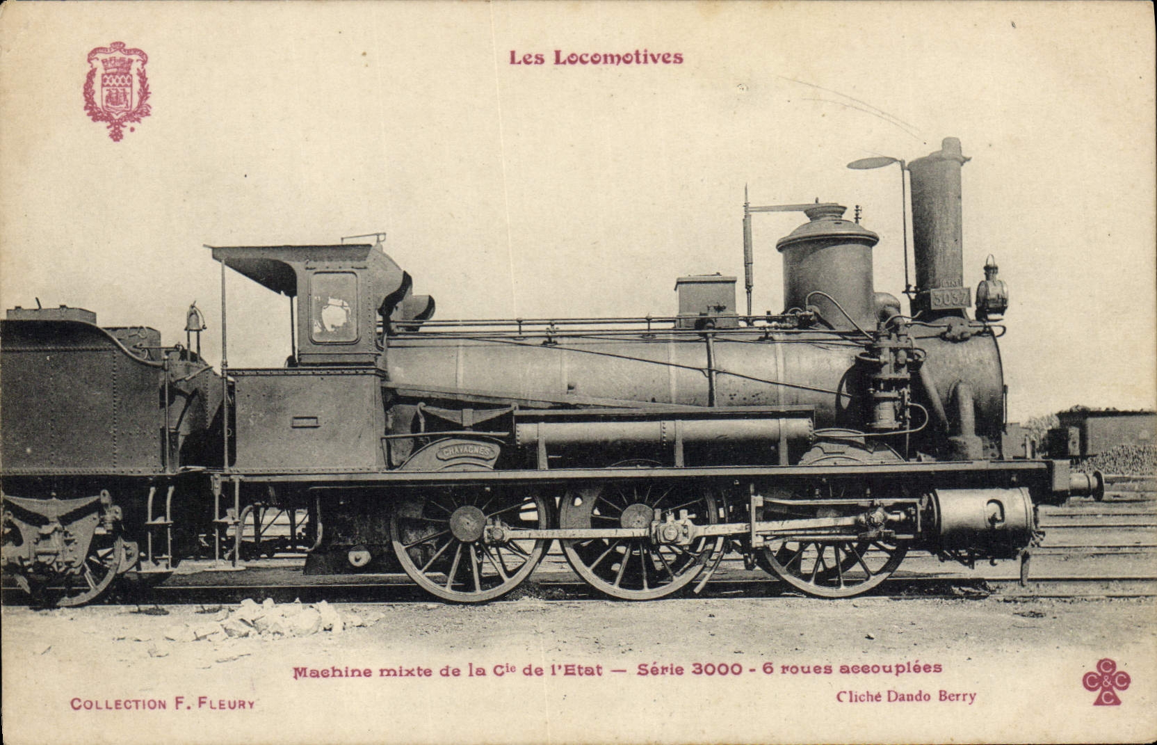VINTAGE POSTCARD Train mixed Engine Machine of the Co of the State