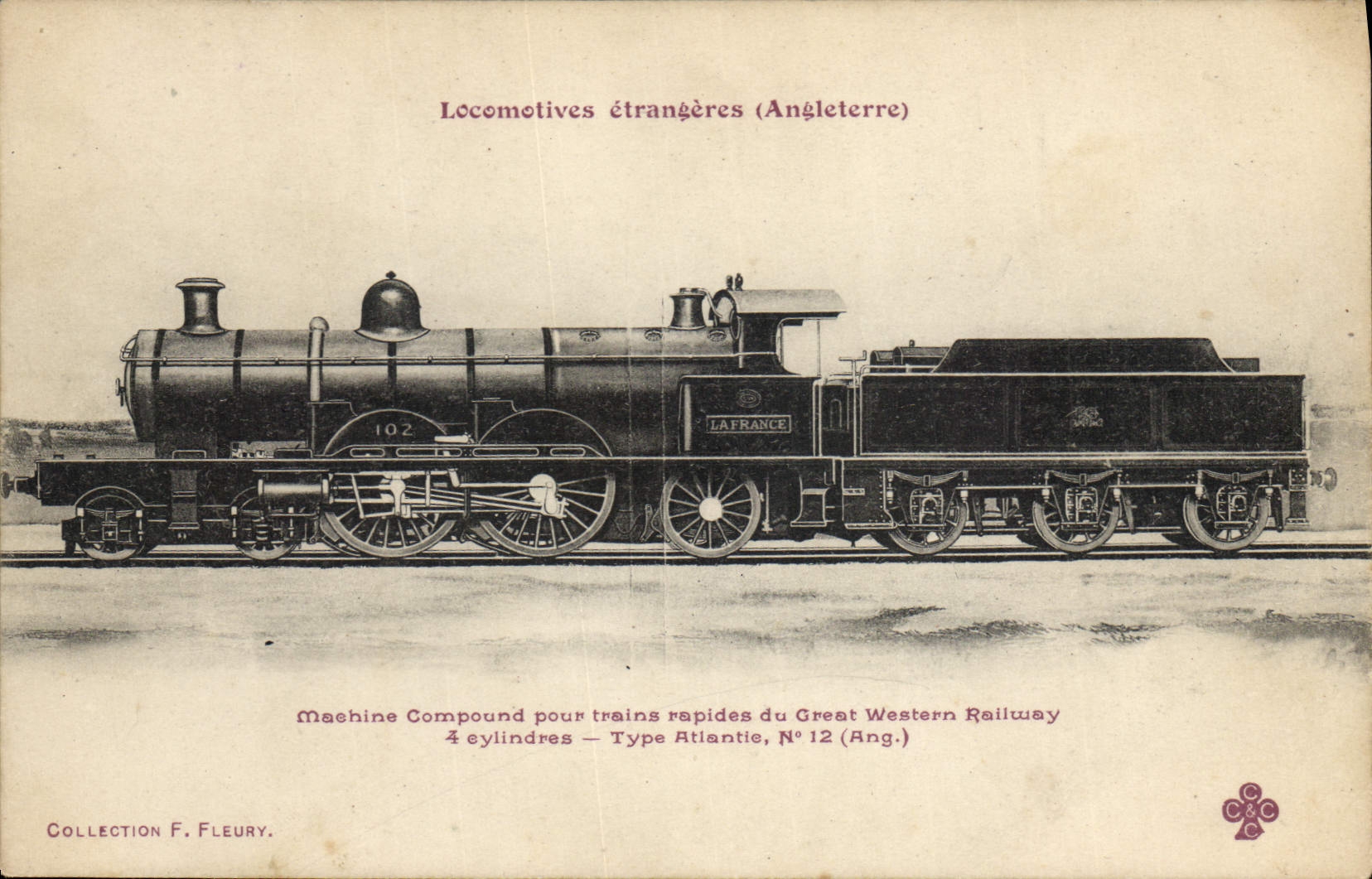 CPA Train Locomotive Machine Compound pour trains rapides de Great Western Railway 