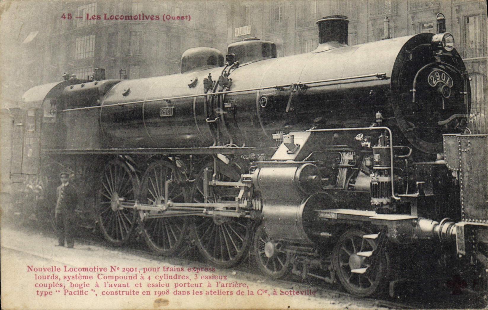 VINTAGE POSTCARD Train Locomotive News 2901 for express trains