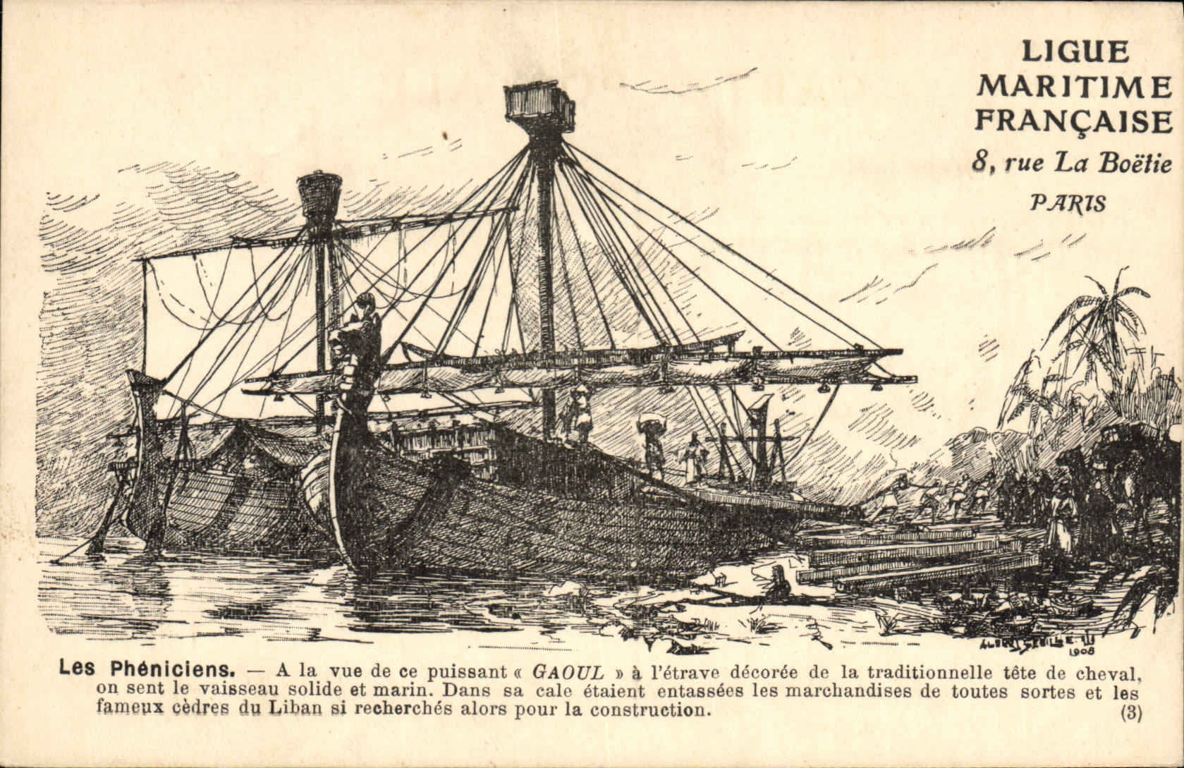 VINTAGE POSTCARD Sailing Boat Pheniciens