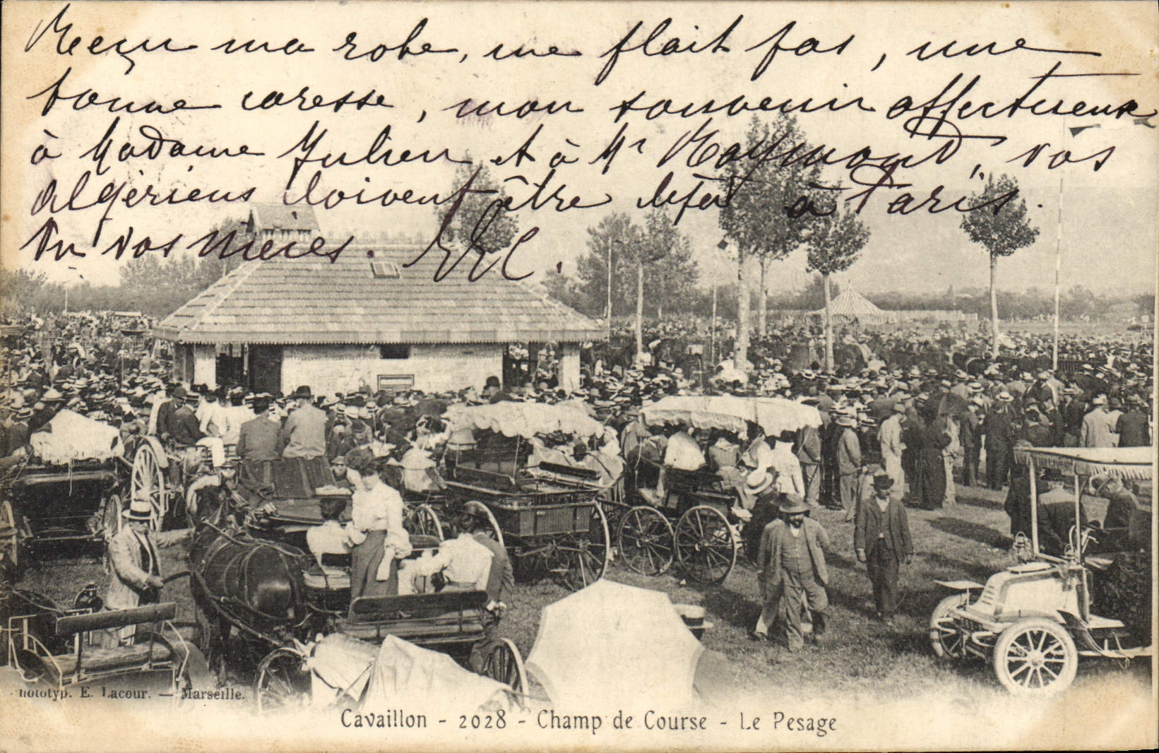 CPA Cheval Equitation Hippisme Cavaillon Champ de courses Le pesage TOP