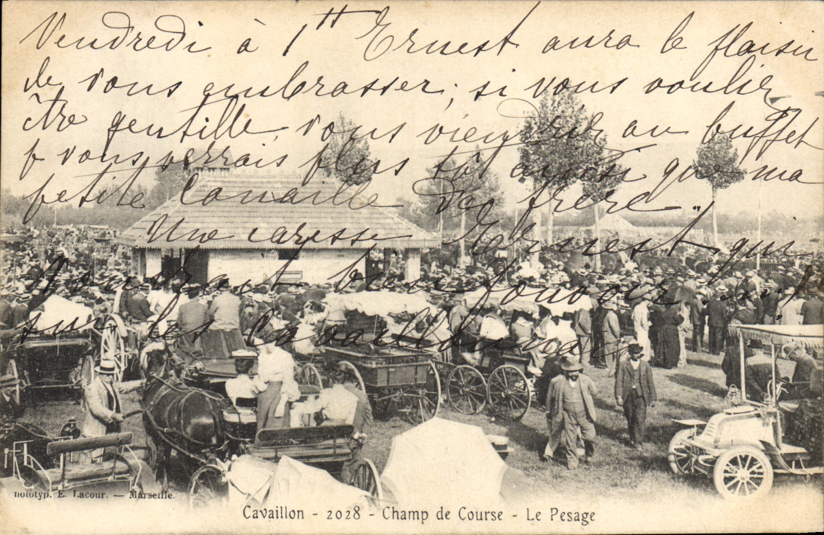 CPA Cheval Equitation Hippisme Cavaillon Champ de courses Le pesage TOP