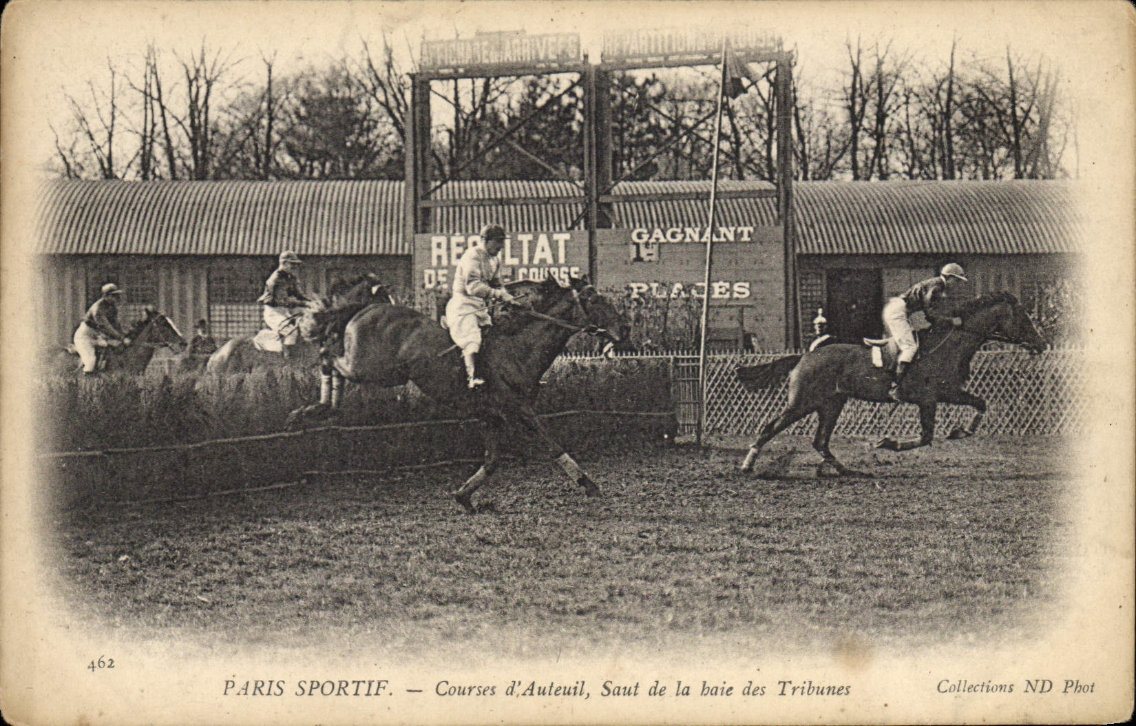 CPA Cheval Equitation Hippisme Paris Sportif Courses d'Auteuil Saut de la haie des tribunes