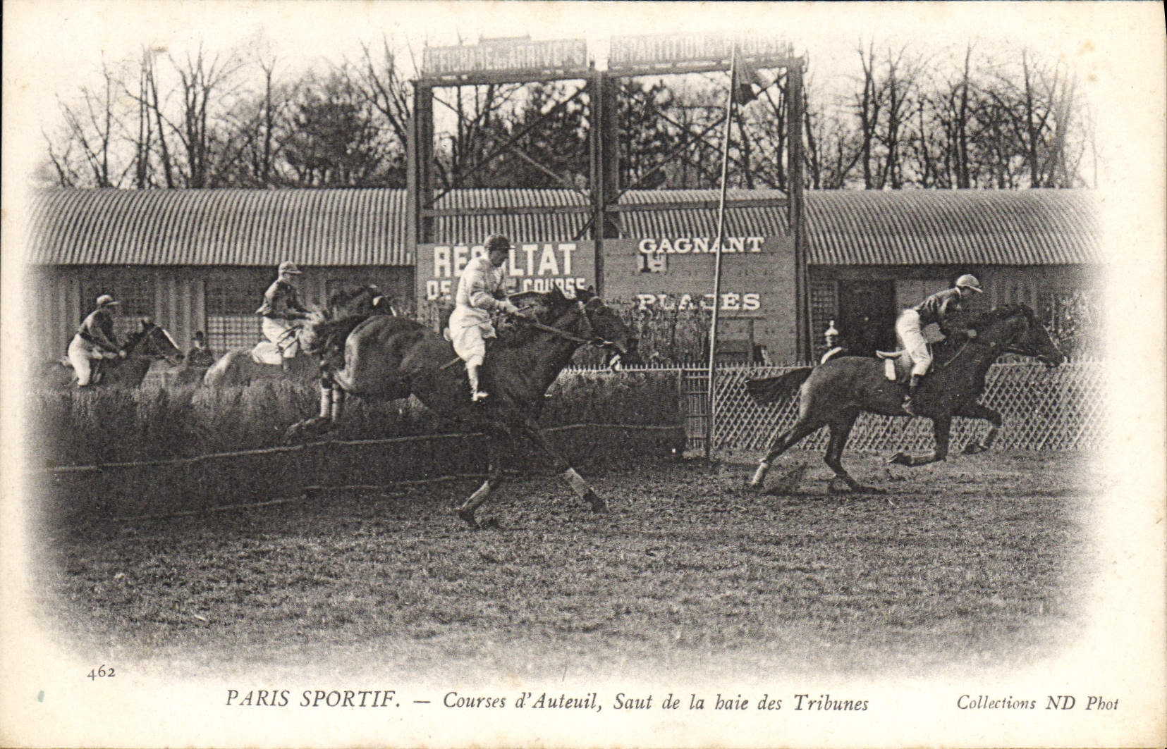 CPA Cheval Equitation Hippisme Paris Sportif Courses d'Auteuil Saut de la haie des tribunes