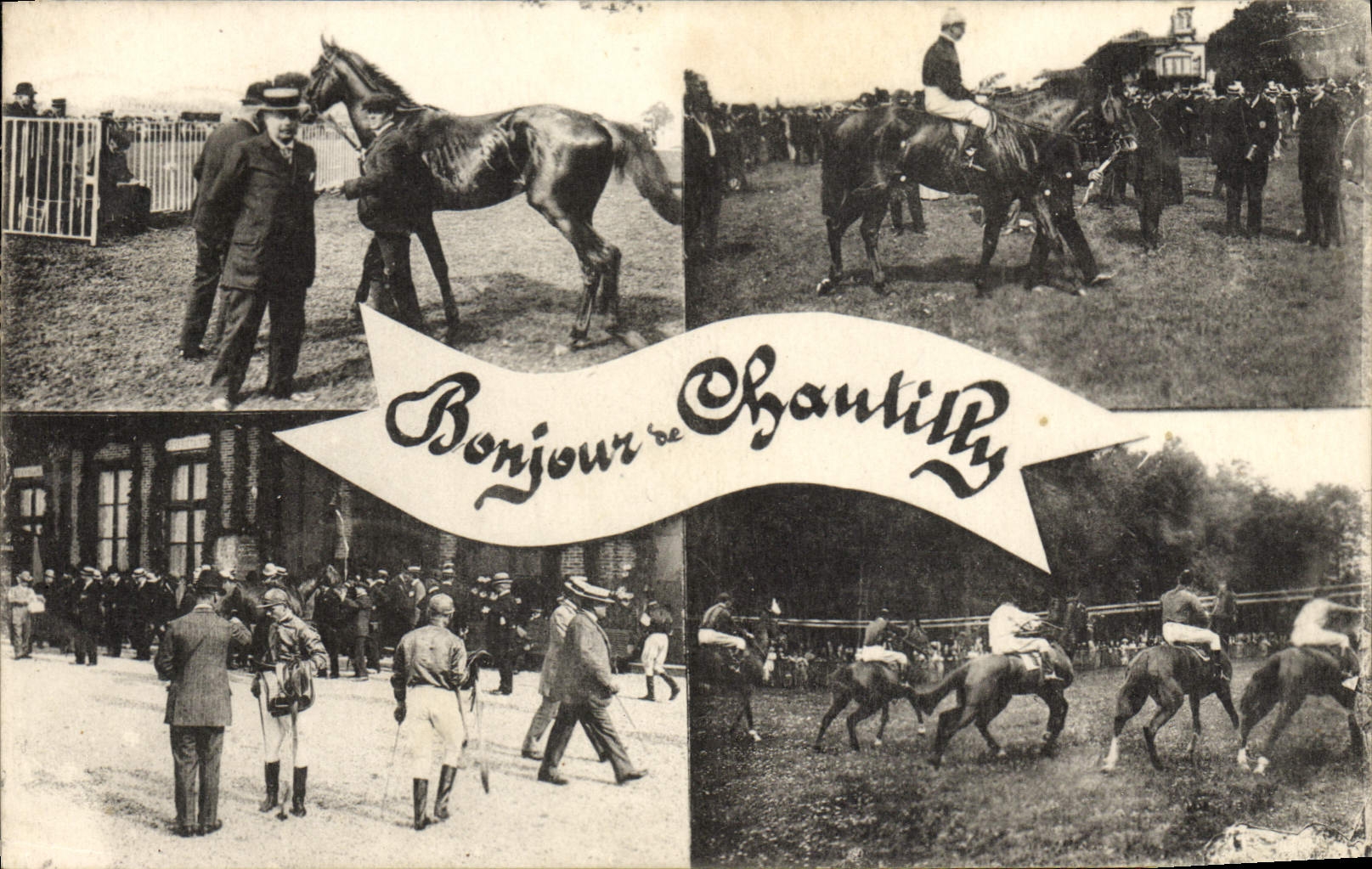 Equitación Hippisme Chantilly del caballo de la POSTAL de la VENDIMIA