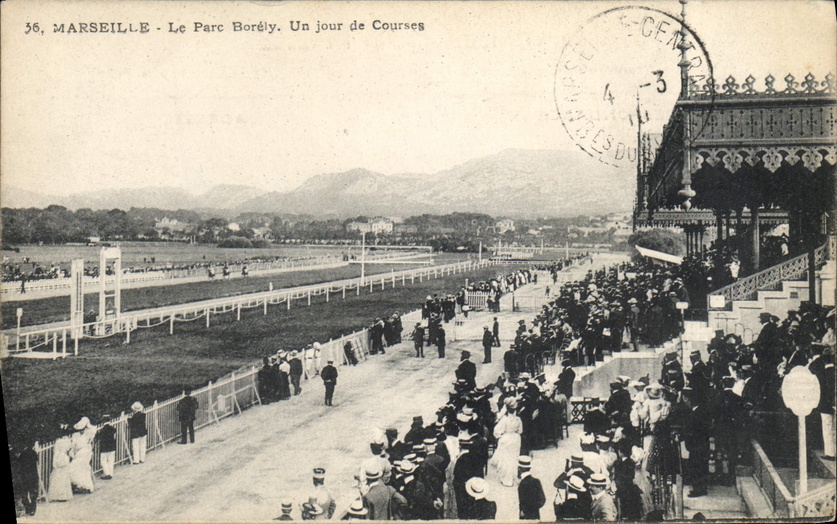 CPA Cheval Equitation Hippisme Marseille Le parc Borely Un jour de courses