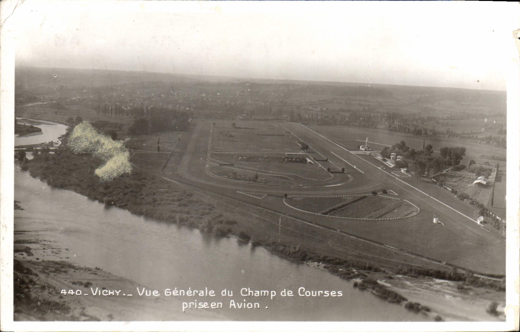 MODERN CARD Horse Horsemanship Hippisme Vichy View of the racecourse taken in the plane