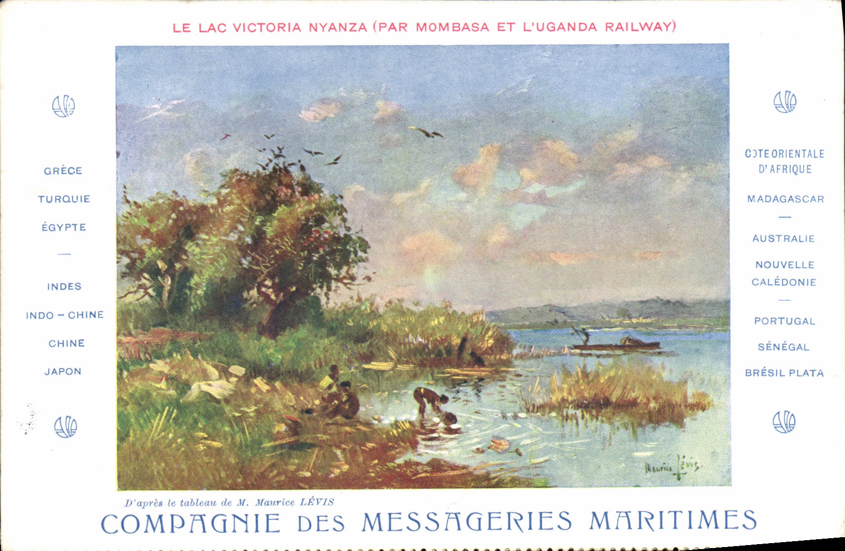 CPA Bateau Paquebot Compagnie des Messageries Maritimes Le lac Victoria Nyanza Par Mombasa et l'Uganda Railway