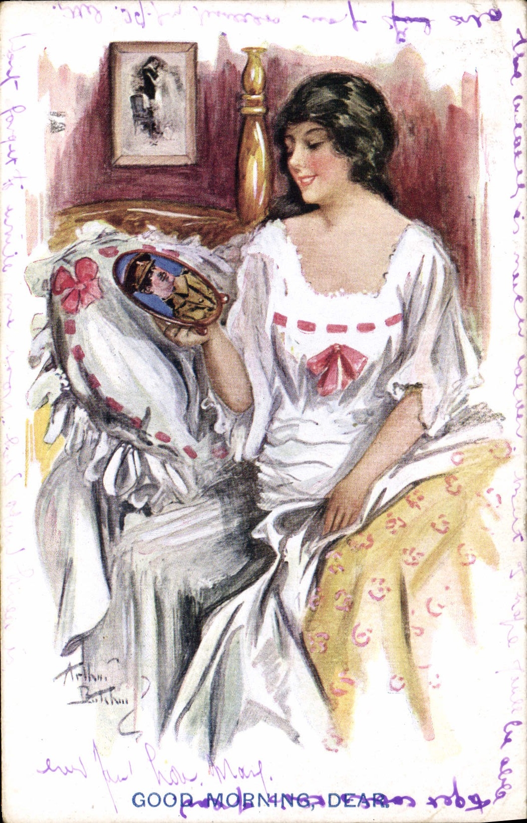 CPA Fantaisie Illustrateur Femme Soldat Militaria