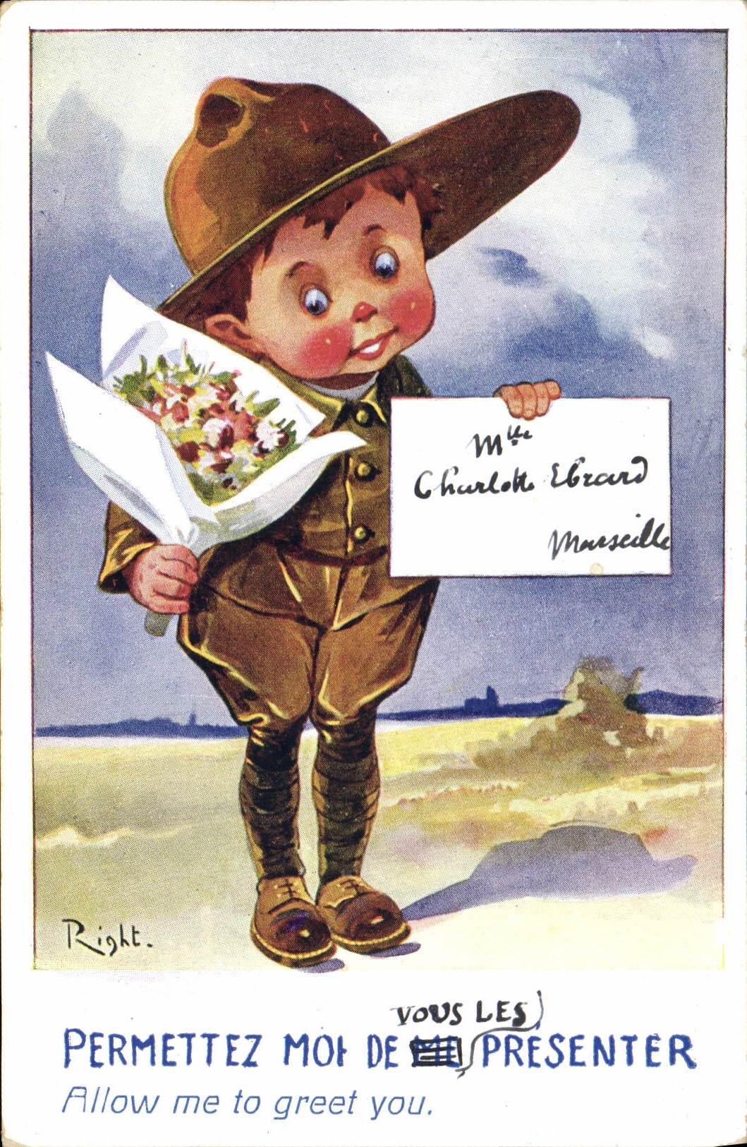 CPA Fantaisie Illustrateur Enfant Soldat Militaria Right