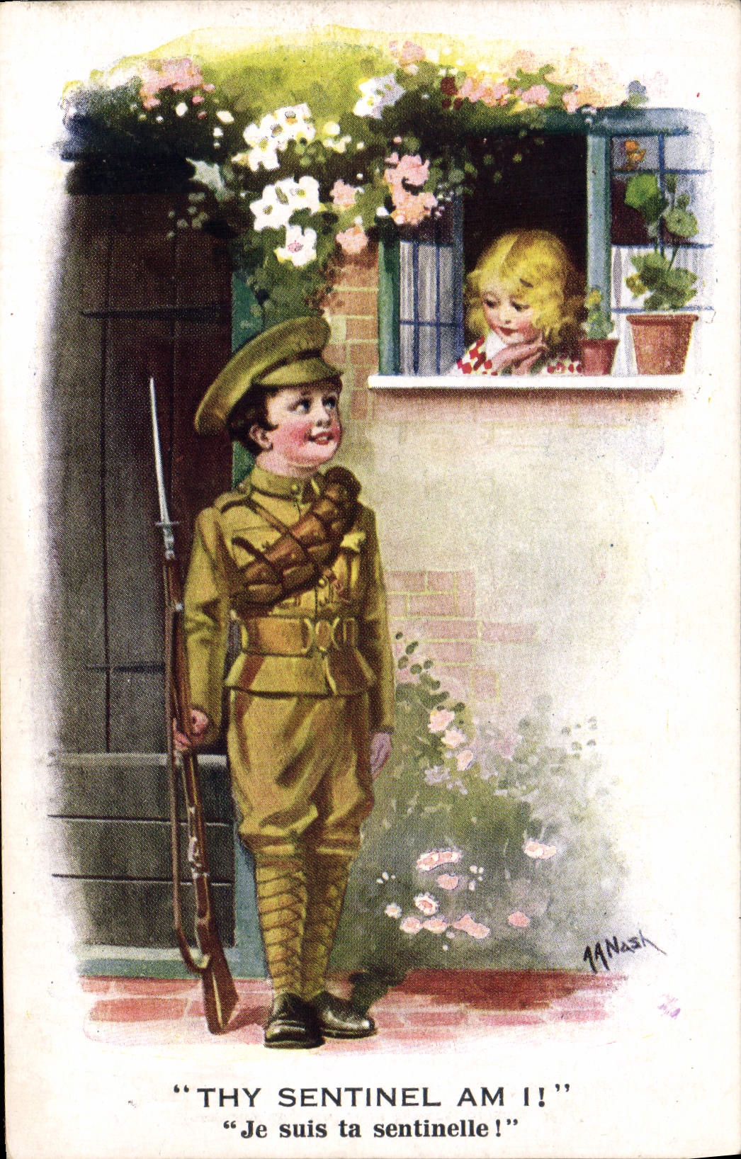 CPA Fantaisie Illustrateur Enfants Soldat Militaria