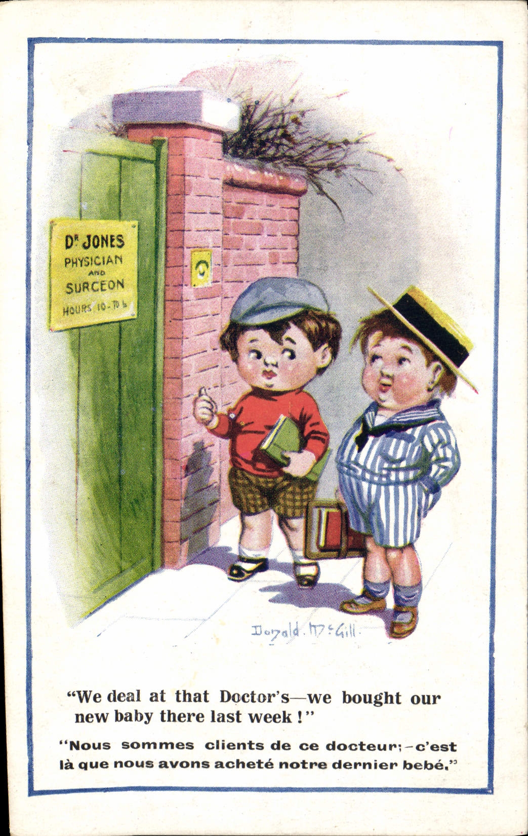 VINTAGE POSTCARD Fantasy Illustrator Children Donald Mc Gill Surgeon