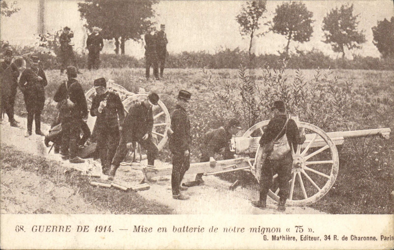 VINTAGE POSTCARD Militaria Put out of battery from our nice 75