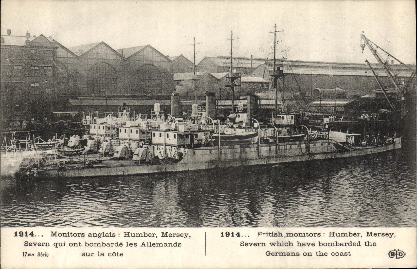 CPA Monitors anglais Humber Mersey Severn qui ont bombarde les allemands Bateaux