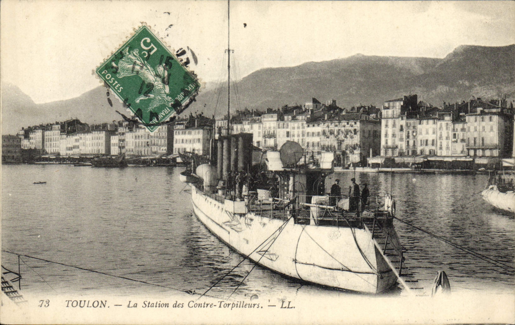VINTAGE POSTCARD Toulon the station of against destroyers Boat