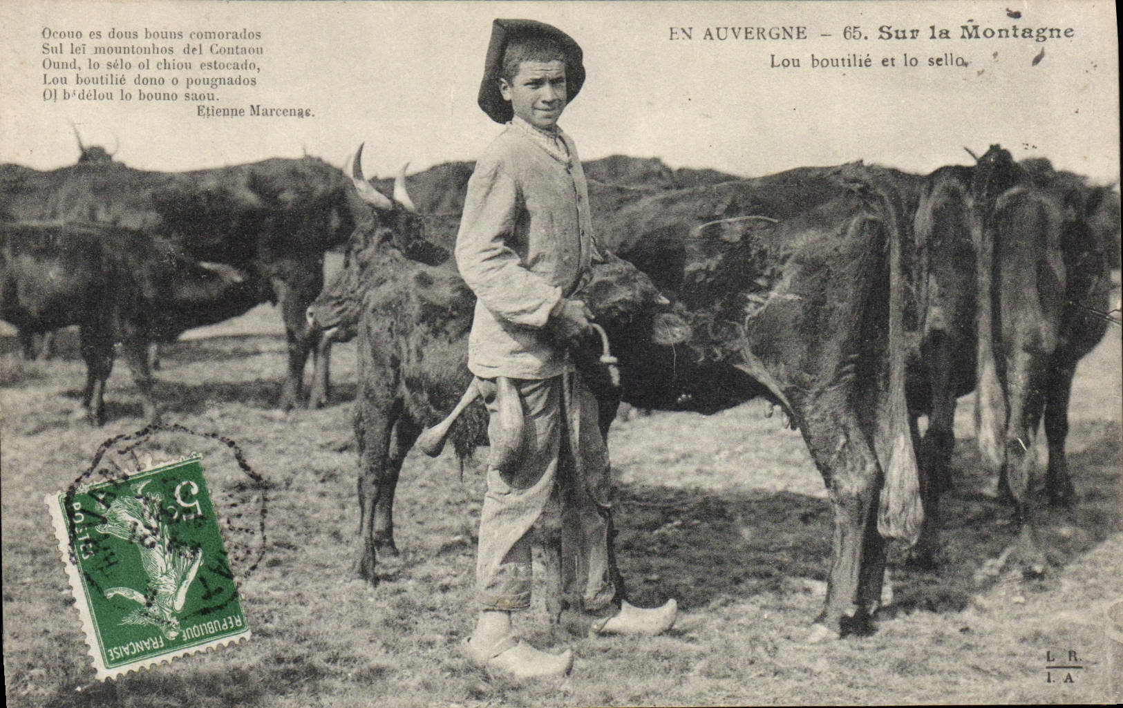 CPA Auvergne Sur la montagne Folklore Vaches 