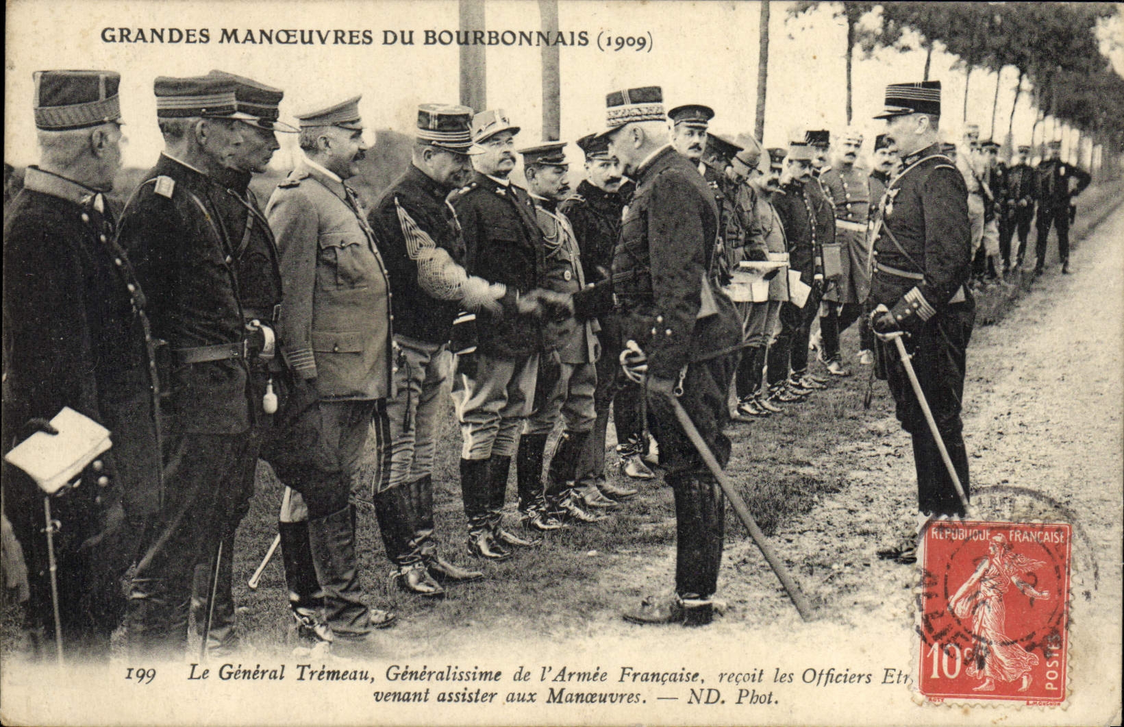 CPA Grandes manoeuvres du Bourbonnais 1909 Le general Tremeau Generalissime de l'armee francaise Militaria