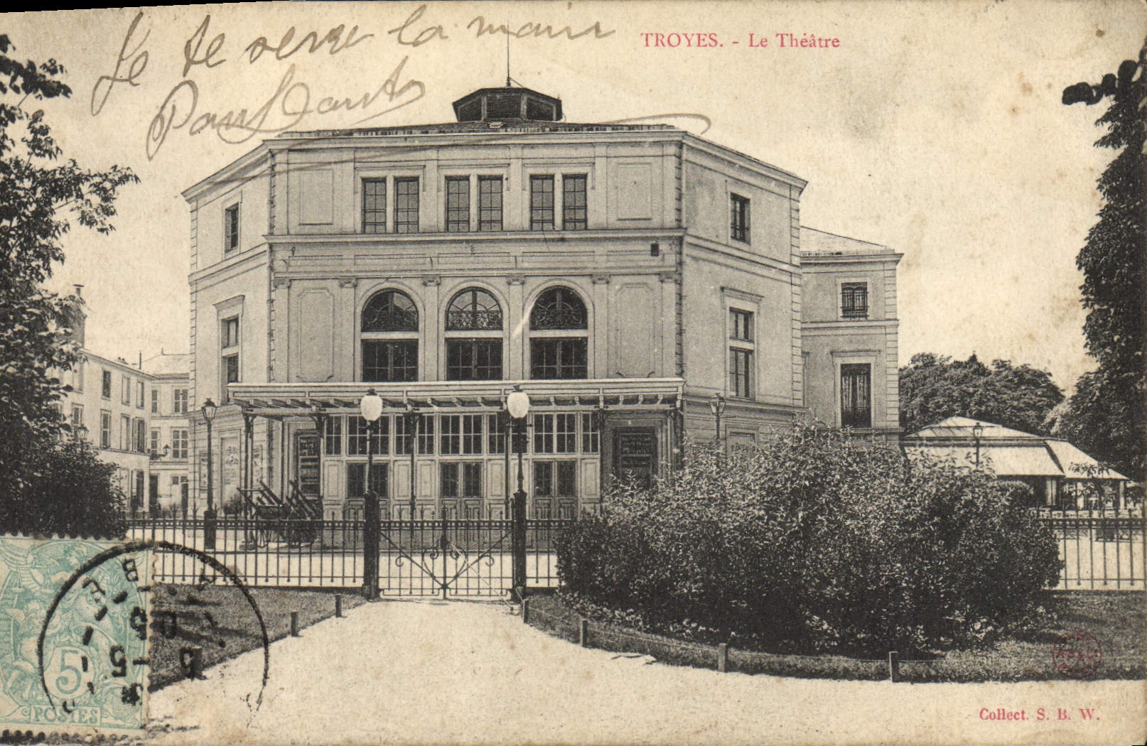 VINTAGE POSTCARD Troyes Theater