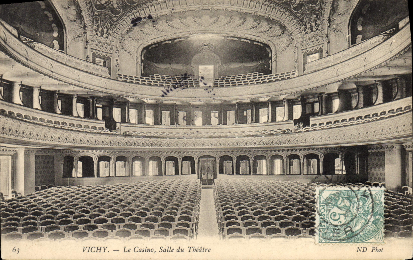 VINTAGE POSTCARD Vichy the casino Room of Theater