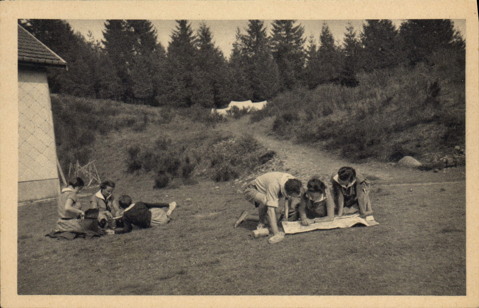 VINTAGE POSTCARD Scout Scoutisme Jamboree Takes care of Lecture excursion of chart