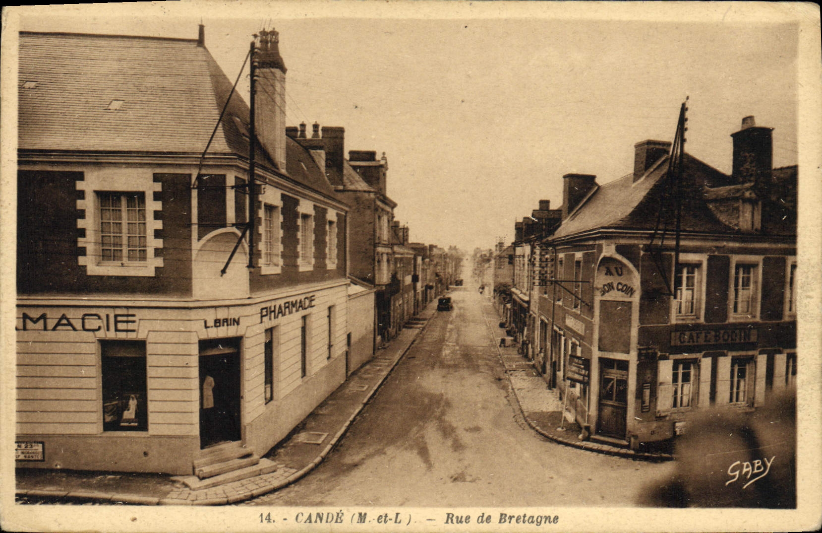 VINTAGE POSTCARD Cande Street of Brittany Pharmacy