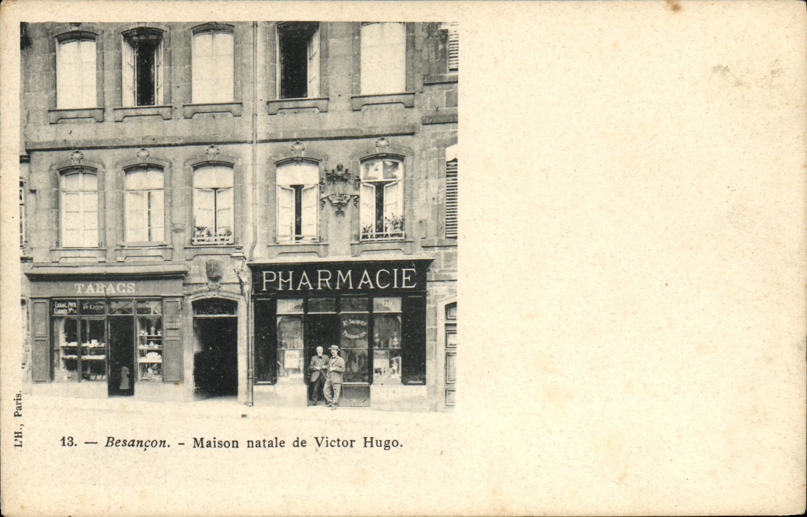 VINTAGE POSTCARD Besancon Native house of Victor Hugo Pharmacy
