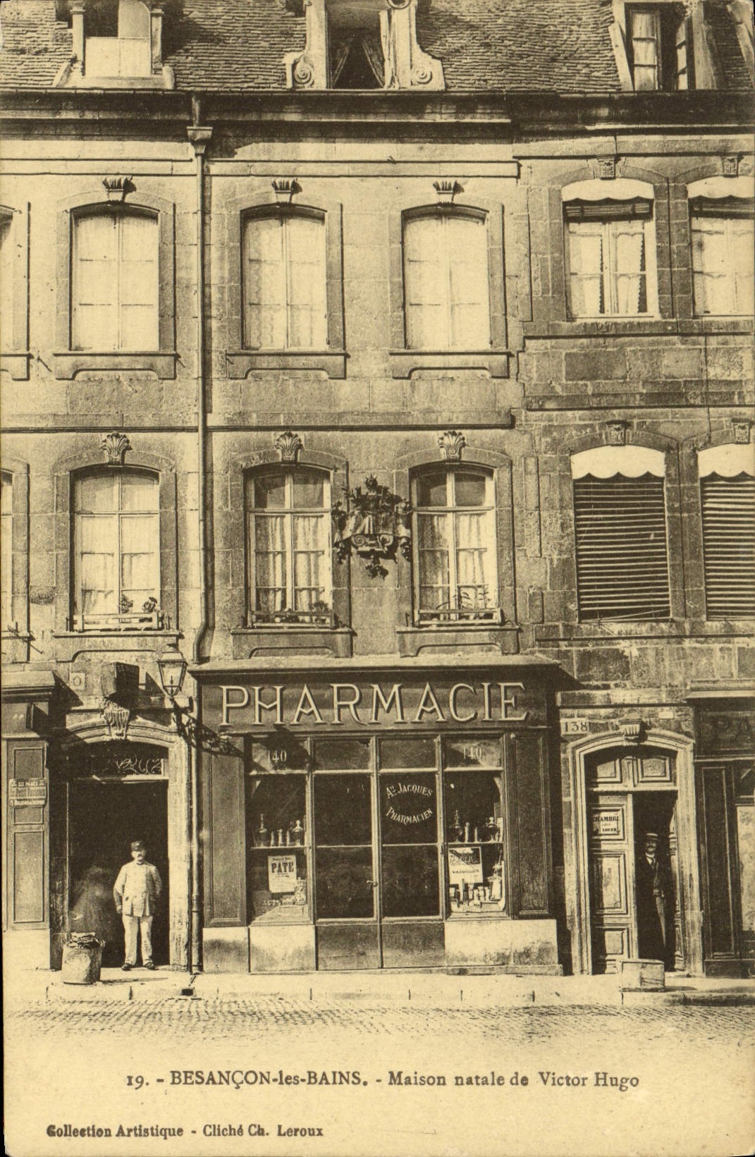 CPA Besancon les Bains Maison natale de Victor Hugo Pharmacie