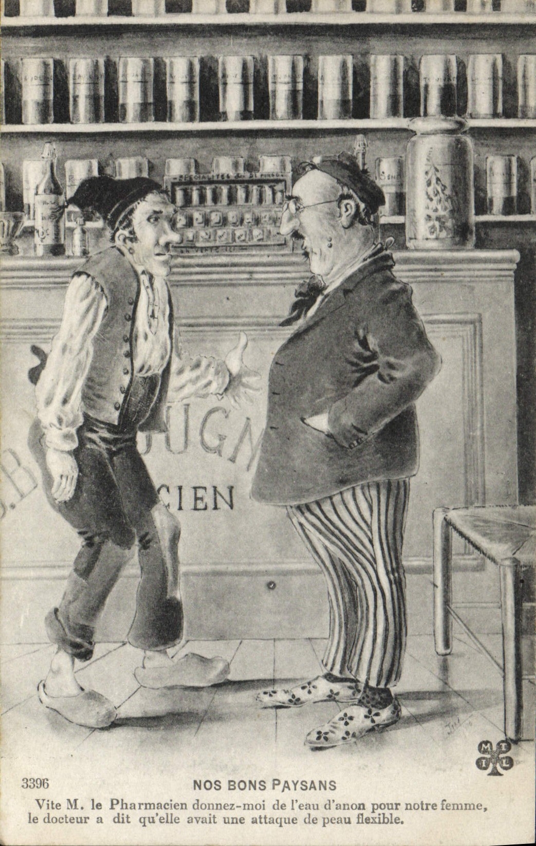 VINTAGE POSTCARD Our good peasants Pharmacist