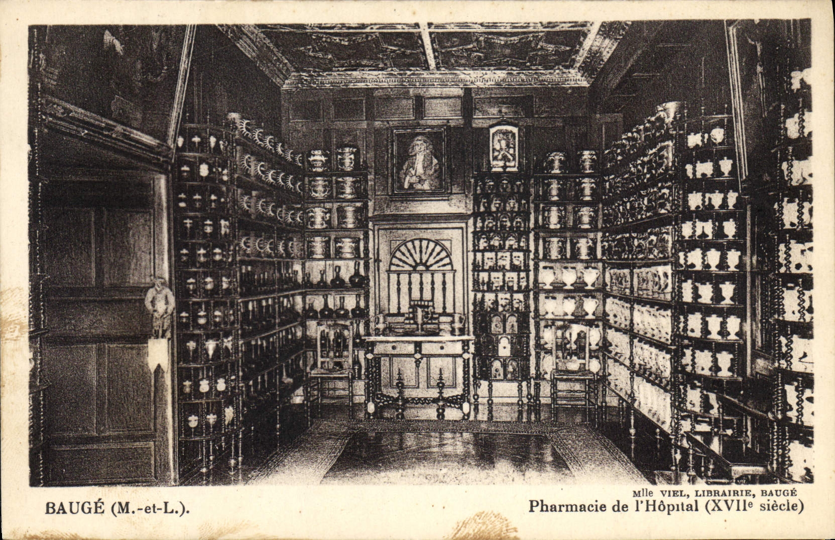 VINTAGE POSTCARD Wallow Pharmacy of the hospital