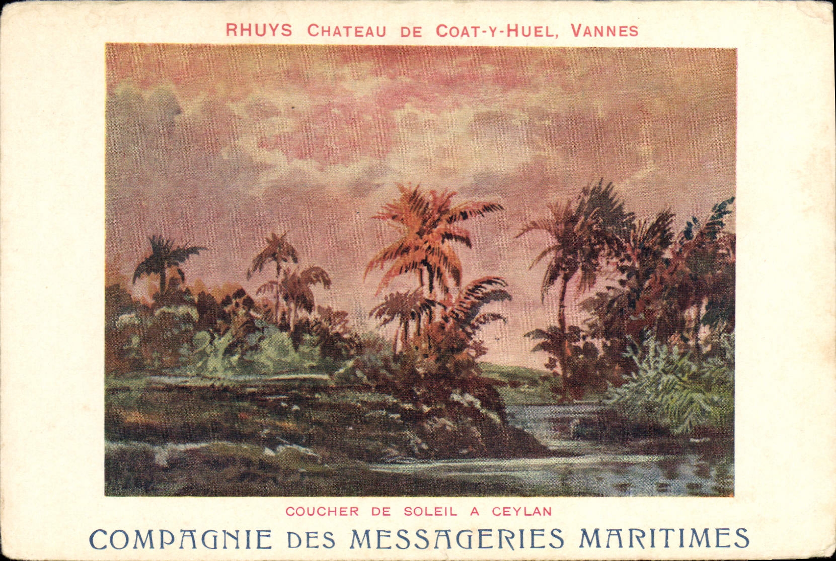 CPA Bateau Paquebot Compagnie des Messageries Maritimes Coucher de soleil a Ceylan