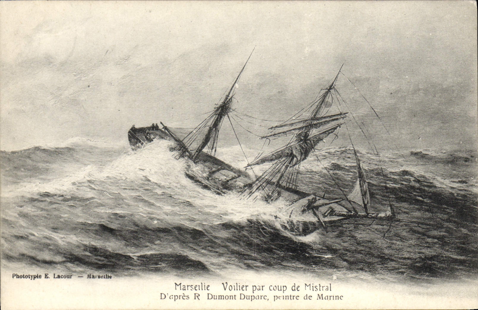 CPA Bateau Marseille Voilier par coup de mistral