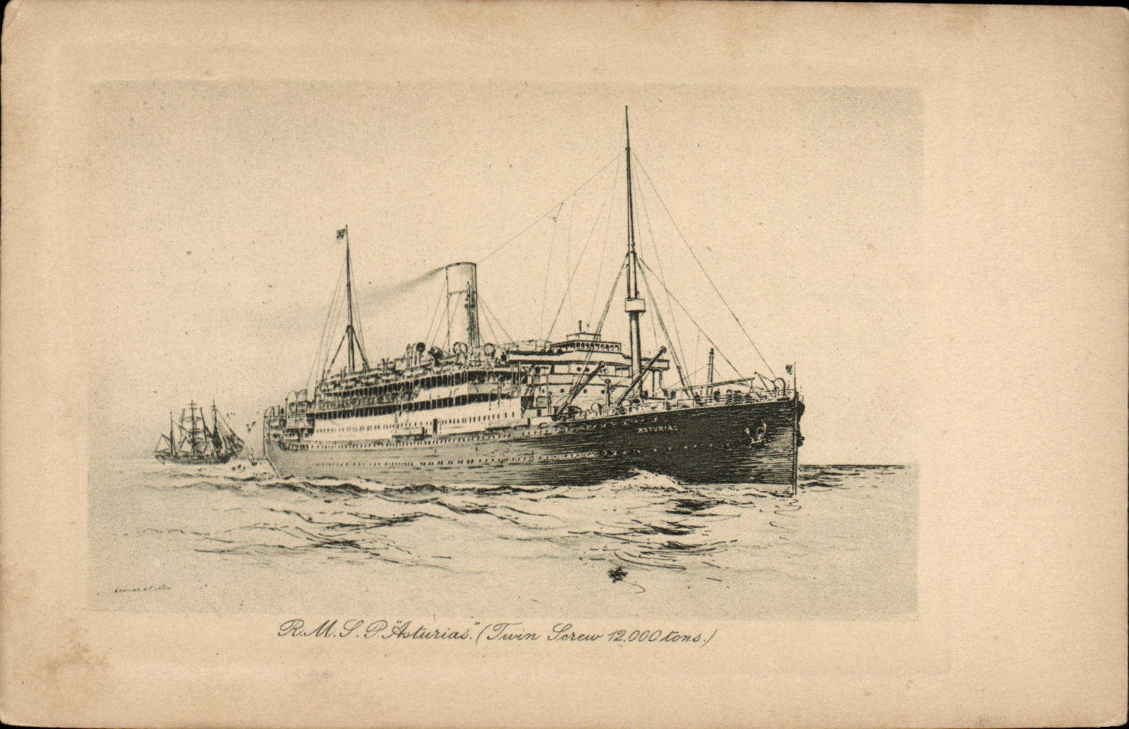 CPA Bateau Paquebot Asturias 