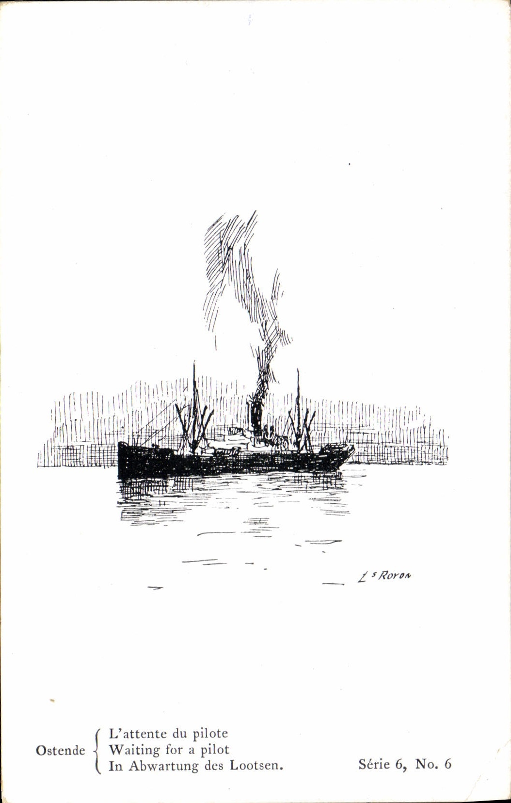 VINTAGE POSTCARD Ostend Boat waiting of the pilot Jean Marion