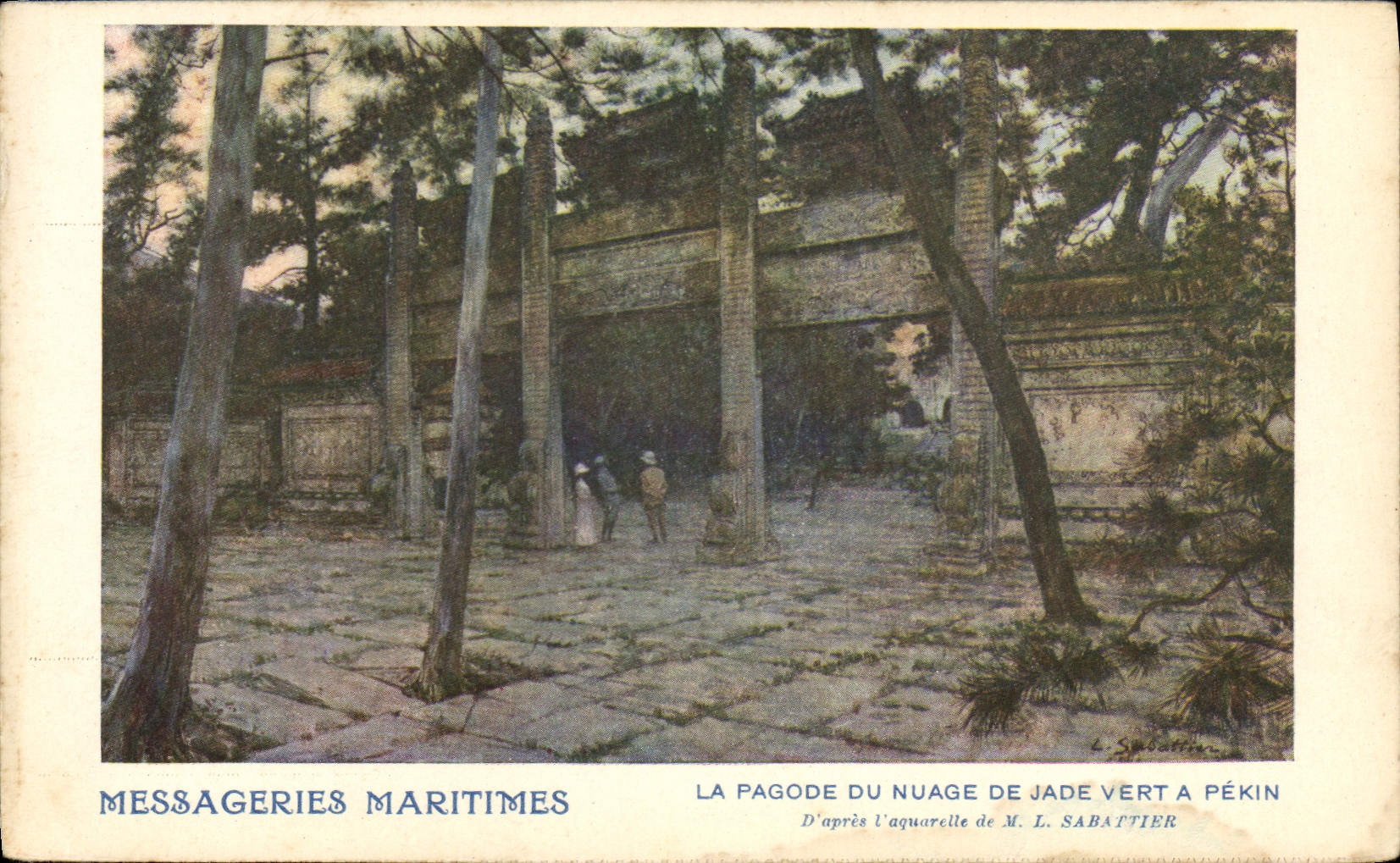 CPA Bateau Paquebot Messageries Maritimes La pagode du nuage de jade vert a Pekin Chine China