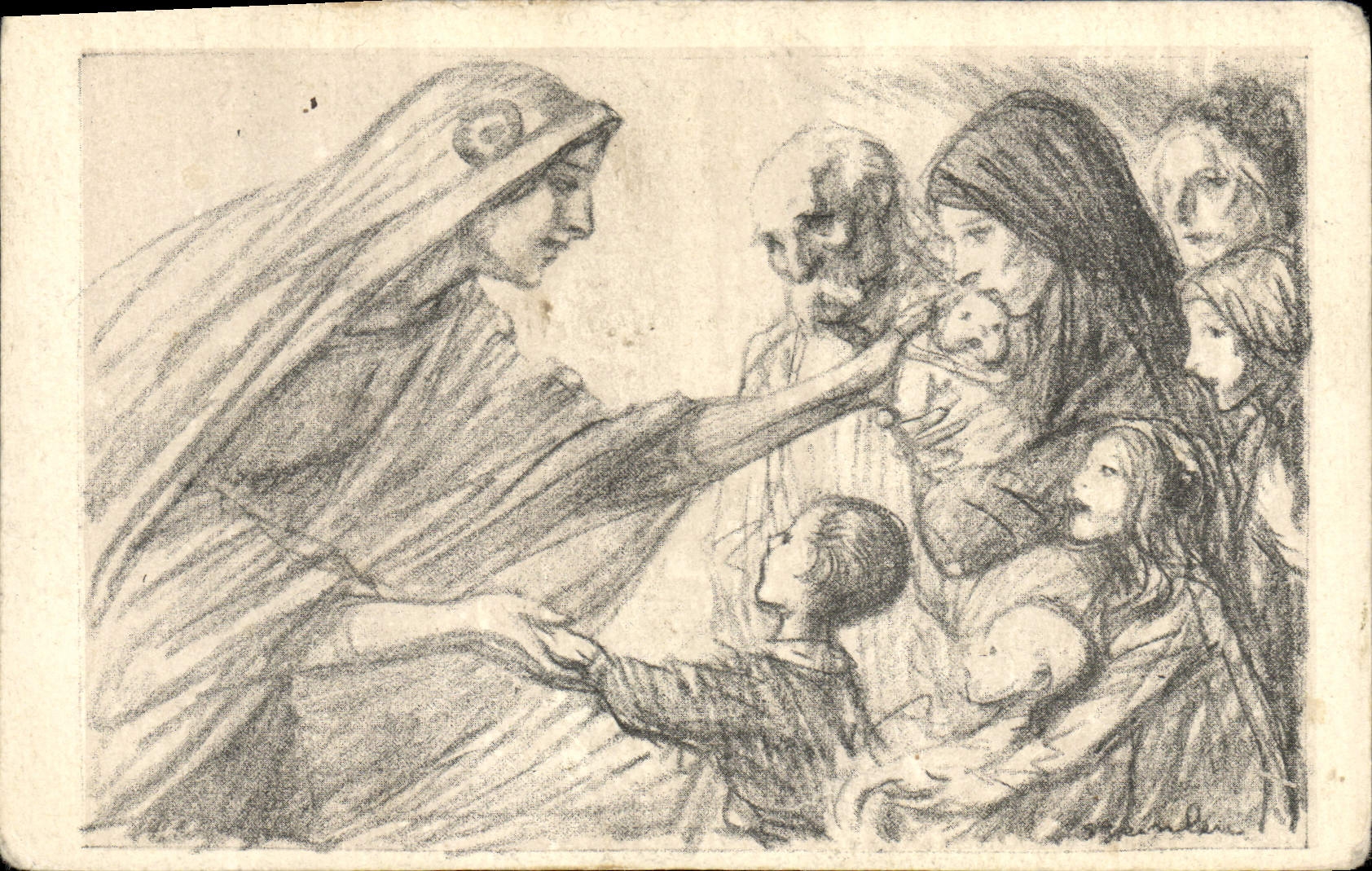 VINTAGE POSTCARD Fantasy Illustrator French Day of the National Help