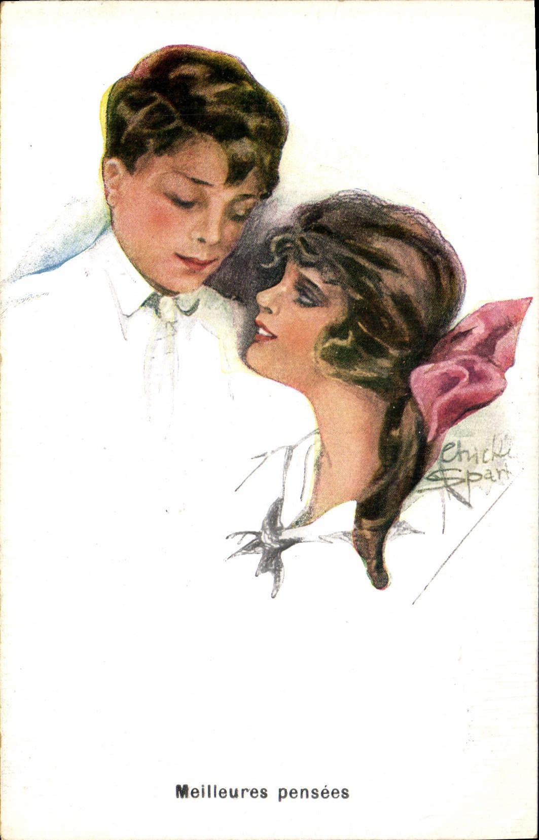 VINTAGE POSTCARD Fantasy thought better Illustrator Woman