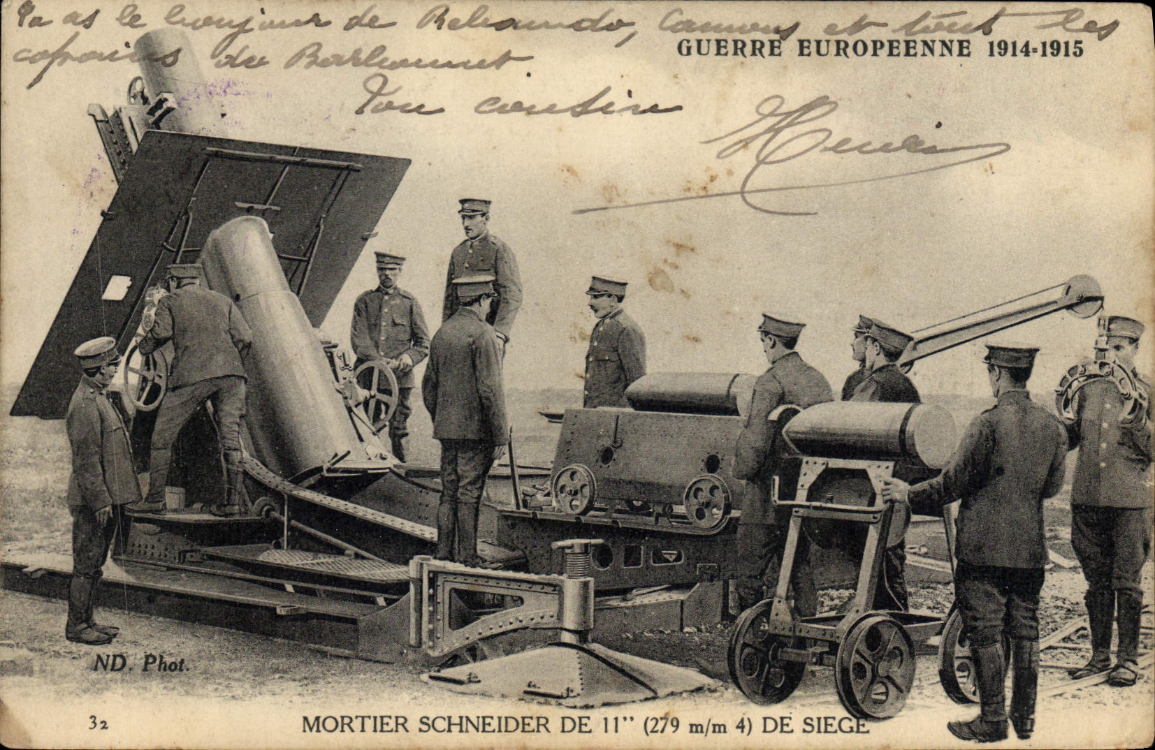 VINTAGE POSTCARD Militaria Schneider Mortar of 11