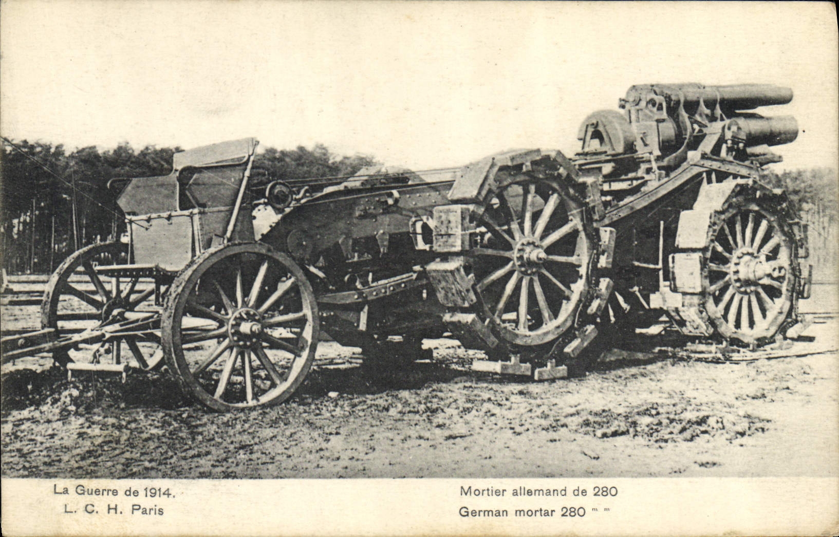 CPA Militaria Artillerie lourde allemande Un mortier de 280