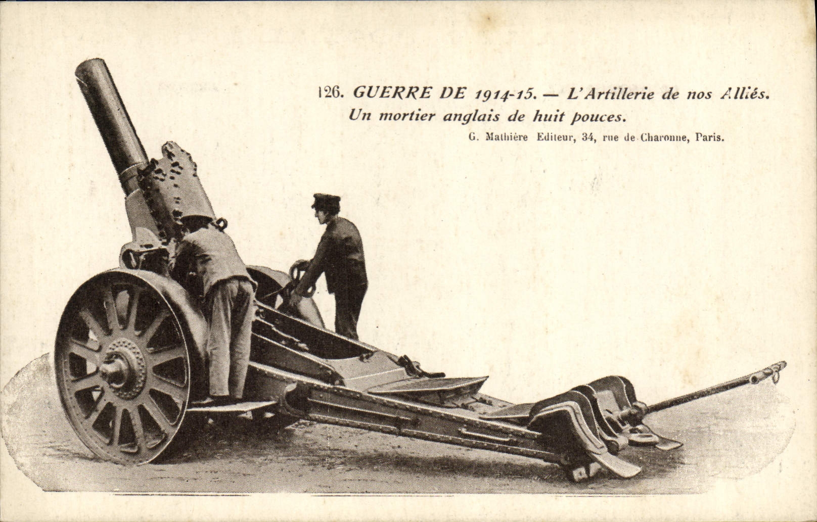 VINTAGE POSTCARD Militaria Artillery an English mortar of eight inches